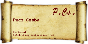 Pecz Csaba névjegykártya